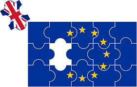 the EU flag with the Union UK Flag leaving like a jigsaw piece