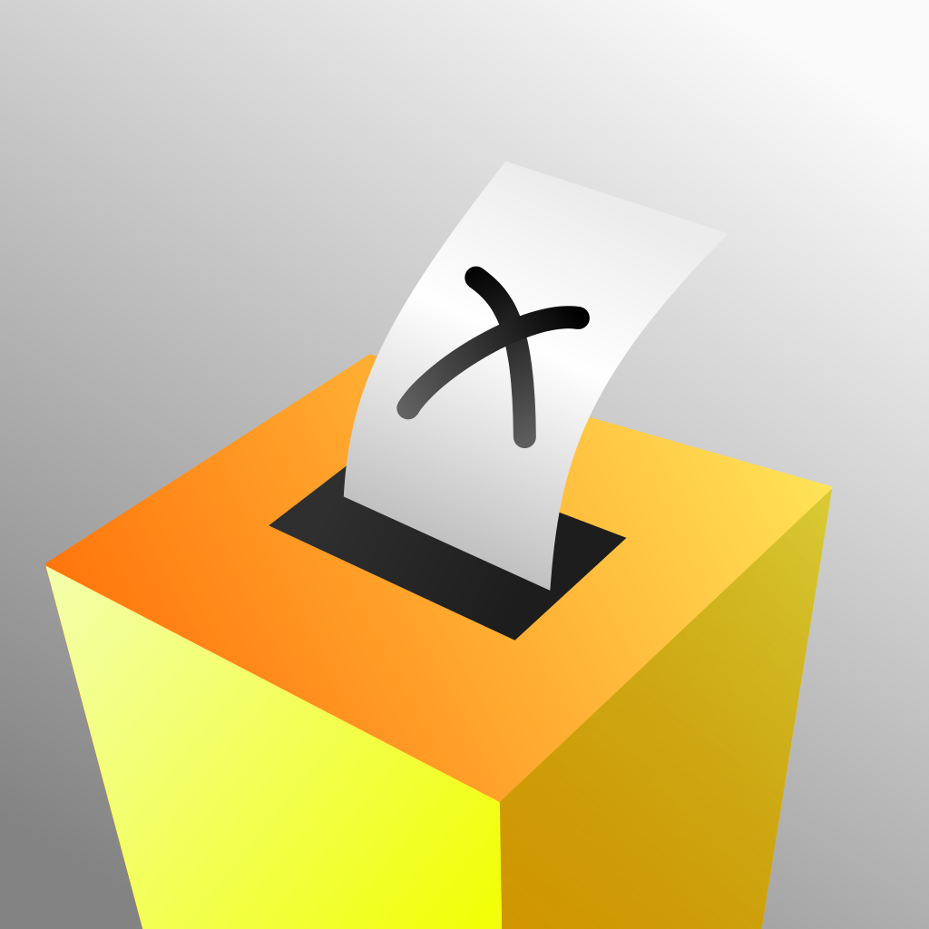 a ballot box with a paper marked with an X going into it