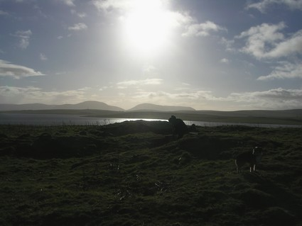the setting of the sun from the remains of the Ring of Bookan in APril 2017
