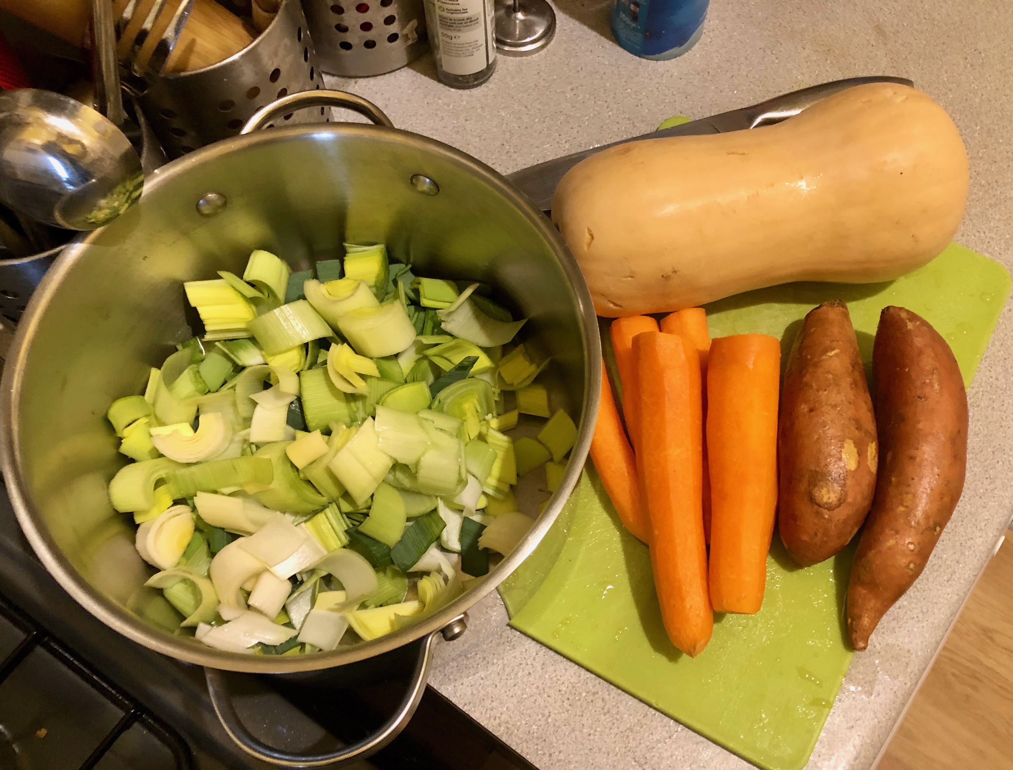Recipe: Butternut Squash and Sweet Potato Soup.