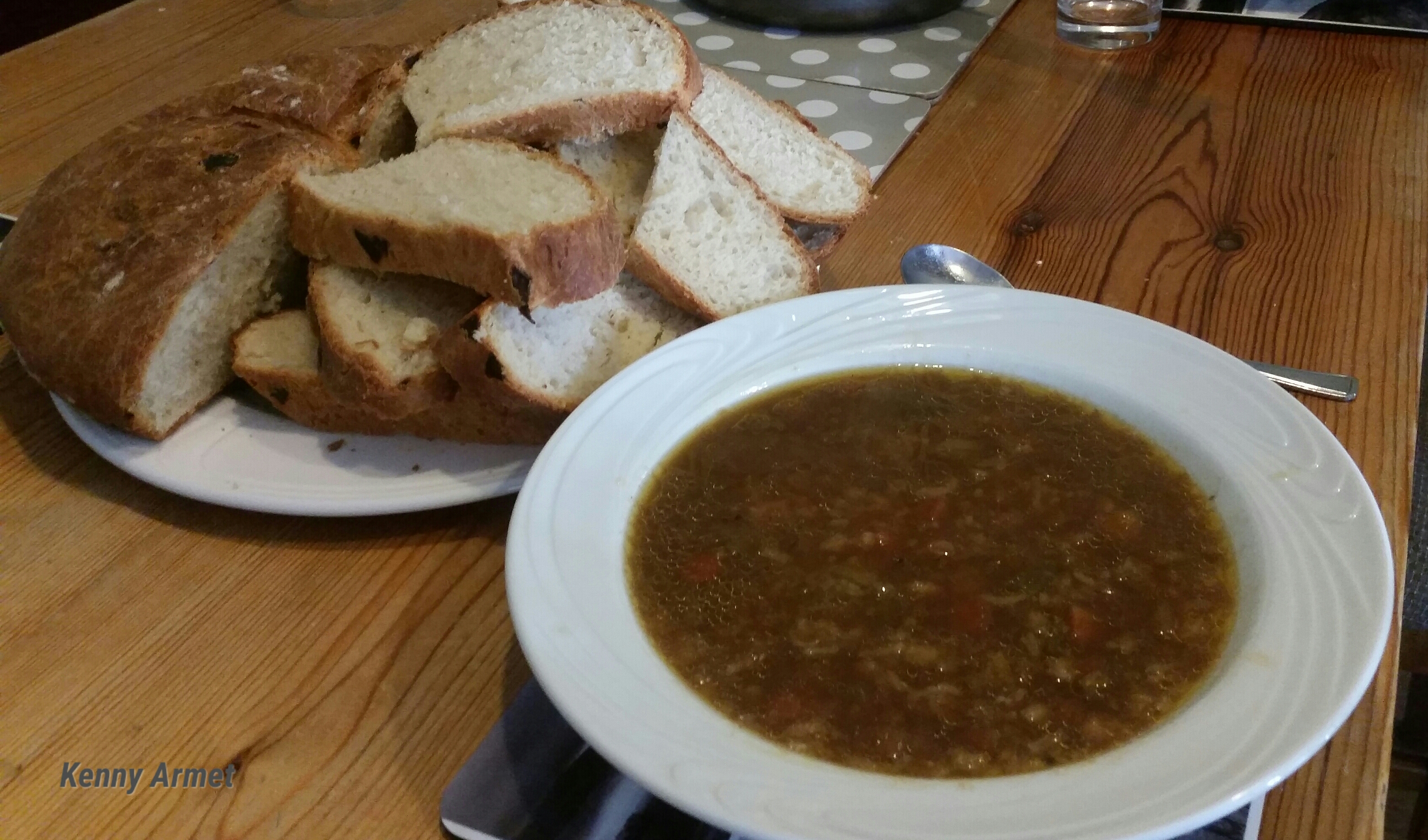 Helen’s Home Cooking: Video and Recipe for Cheese n Onion Bread and Lamb Broth