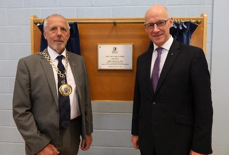 On the right Harvey Johnstone Convener of OIC and John Swinney