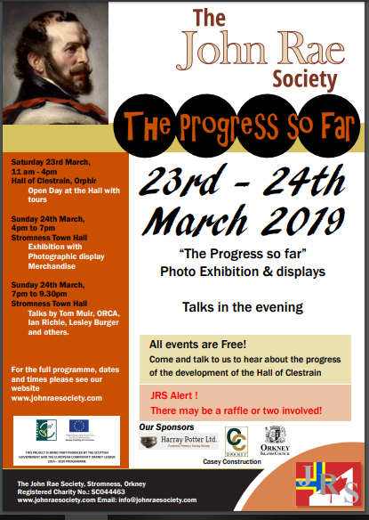 John Rae Society Open Weekend – THIS COMING WEEKEND!!!!!!