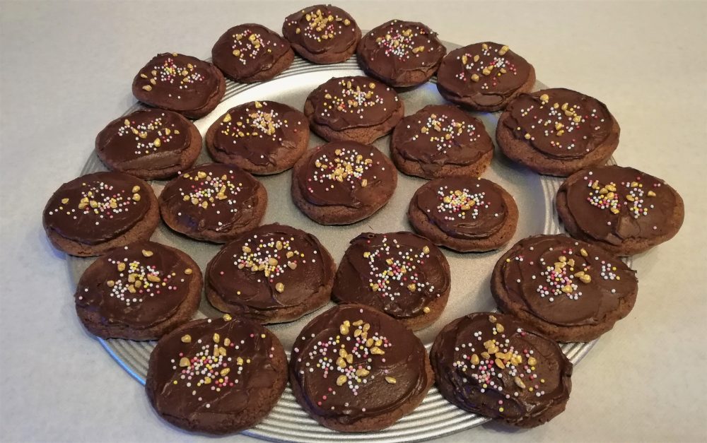 chocolate cookies with sprinkles on top