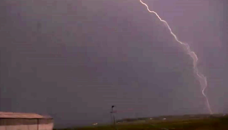 Early morning lightning strikes over Kirkwall Airport 26th July 2019.