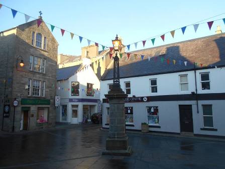 Lerwick Shetland with the old cross and surrounding buildings