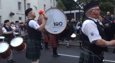 Massed Pipers Parade in Kirkwall