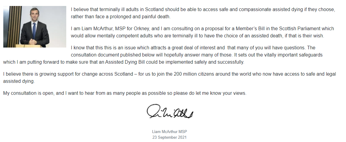 Consultation on Assisted Dying Bill