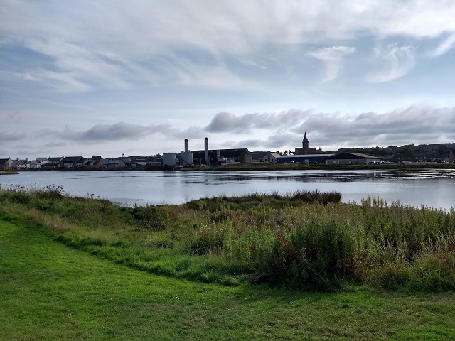 the peedie sea and looking across it to the Kirkwall power station
