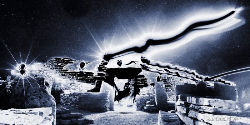 fairy lights at the Broch of Gurness