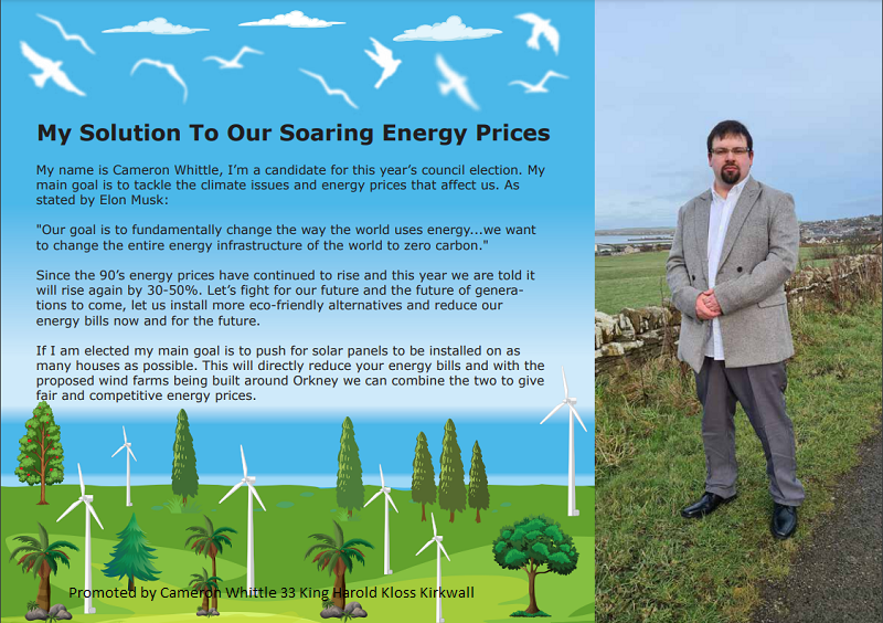 Cameron Whittle to Contest Kirkwall West & Orphir in OIC Elections