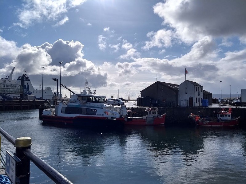 The Nordic Sea in April 2022, in Stromness, now tied up in Kirkwall