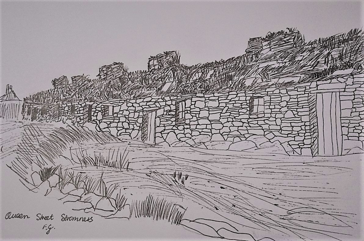 Queen Street Stromness:  Strawplaiters & Soldiers