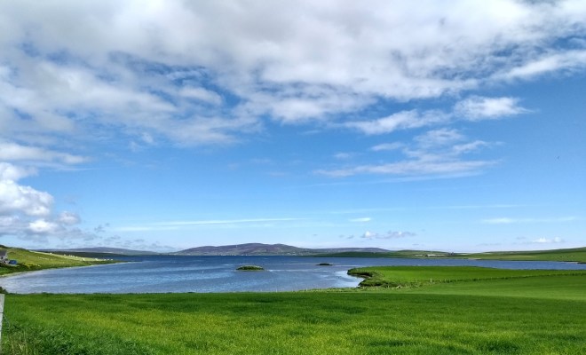 the remains of two crannogs on Stenness Loch