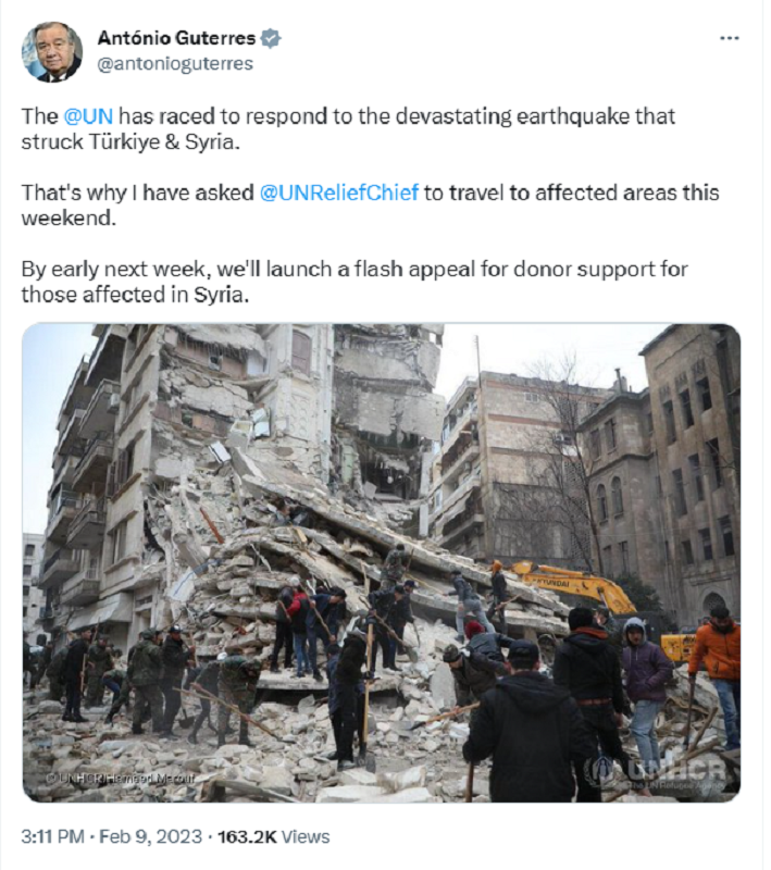 “Now is the hour to stand up for the people of Türkiye and Syria.”