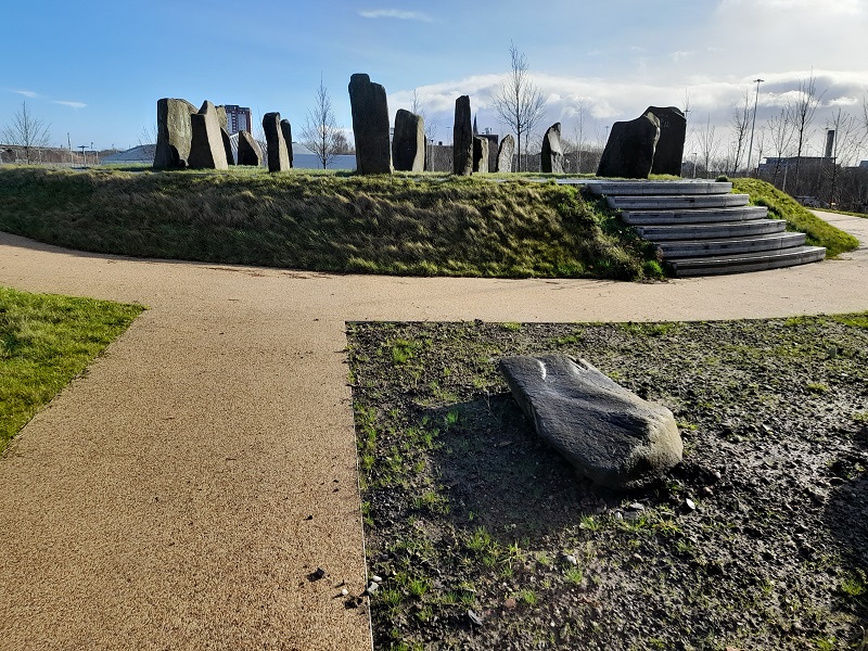 a view up the path to the stone circle