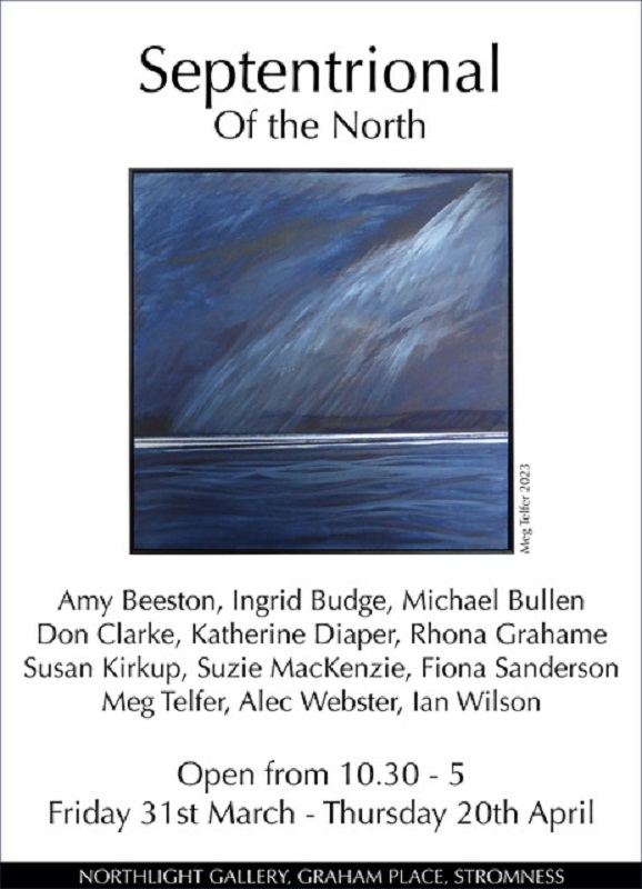 poster for exhibition with all the names and a landscape image mostly cloudy and sky