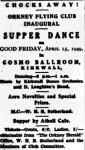 advert for the chocks away supper dance