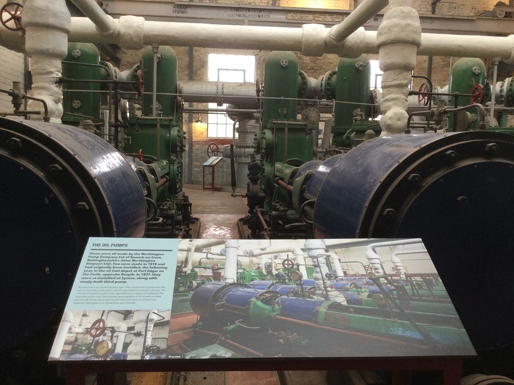 Inside the engine room at the Scapa Flow Museum of the pumps that refuelled the ships of world war two with oil