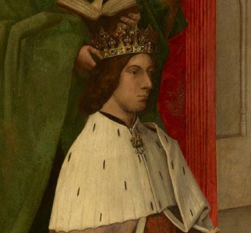 cropped image from the oil painting of the young king being crowned