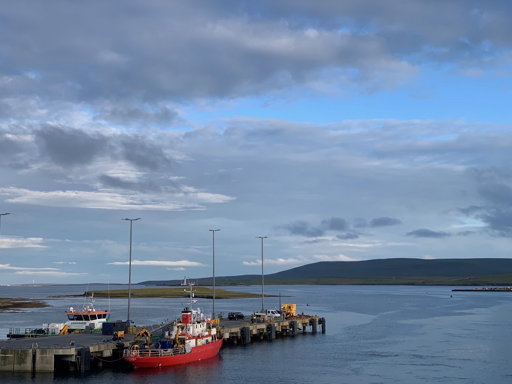 A few boats tied up at Coplands Dock Stromness on a very still evening