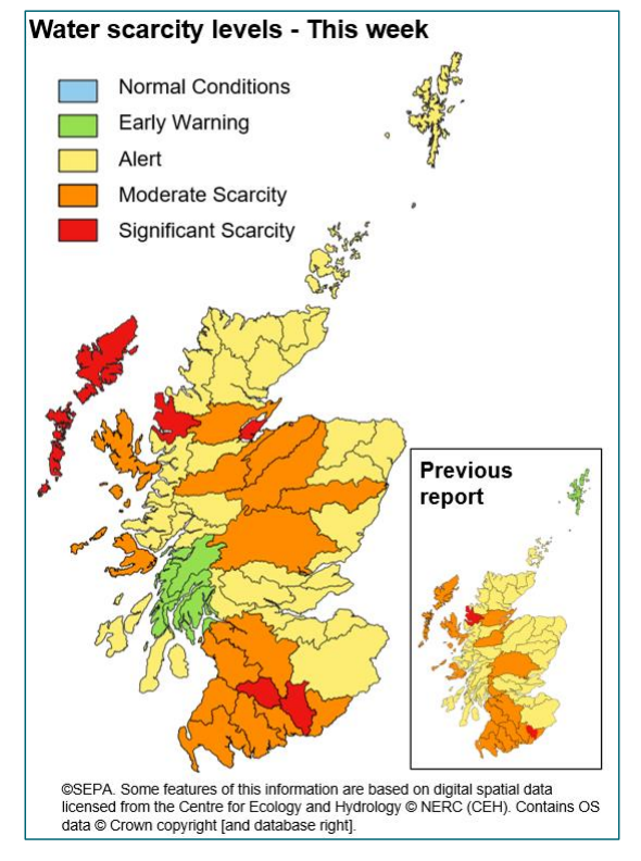 colour coded map of water scarecity levels