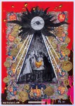 The collage features all the main elements of the story and above them all the masonic eye
