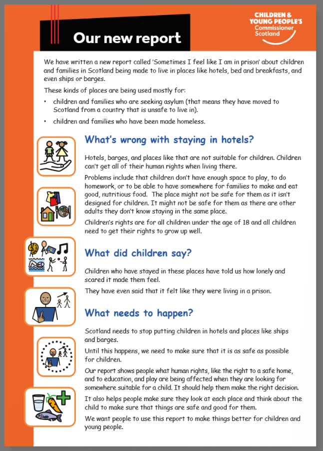 Hotel-like Accommodation not Suitable for Children in Scotland who are homeless or seeking asylum