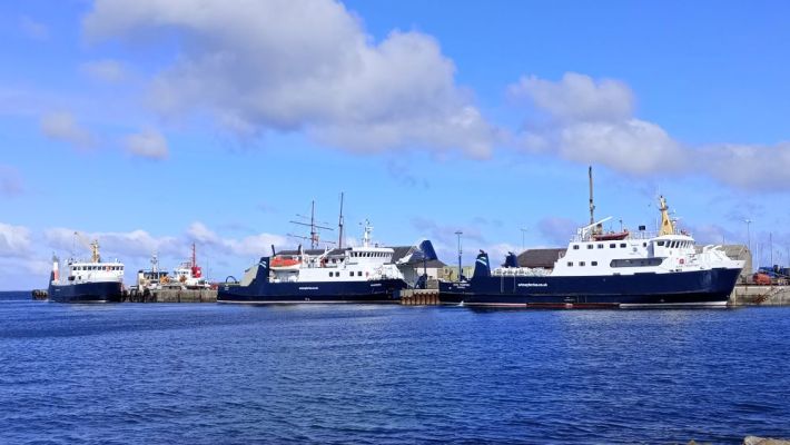 three ferries in Kirkwall harbour