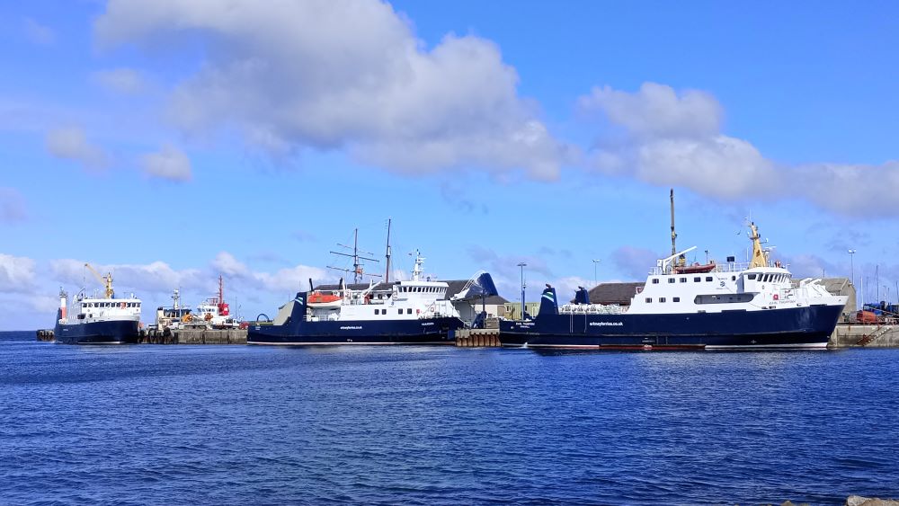 three ferries in Kirkwall harbour