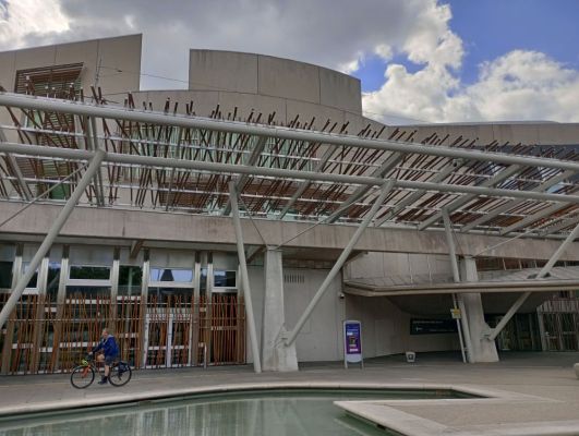 outside of the front of the Scottish Parliament building