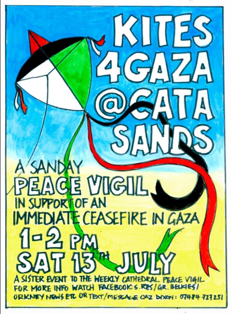 Kites 4 #Gaza at the Cata Sands, Sanday