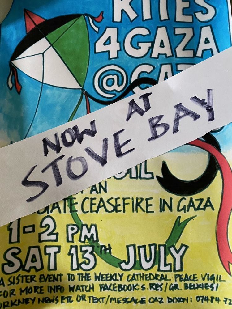 UPDATE: Kites 4 #Gaza at Stove Bay Sanday on Saturday