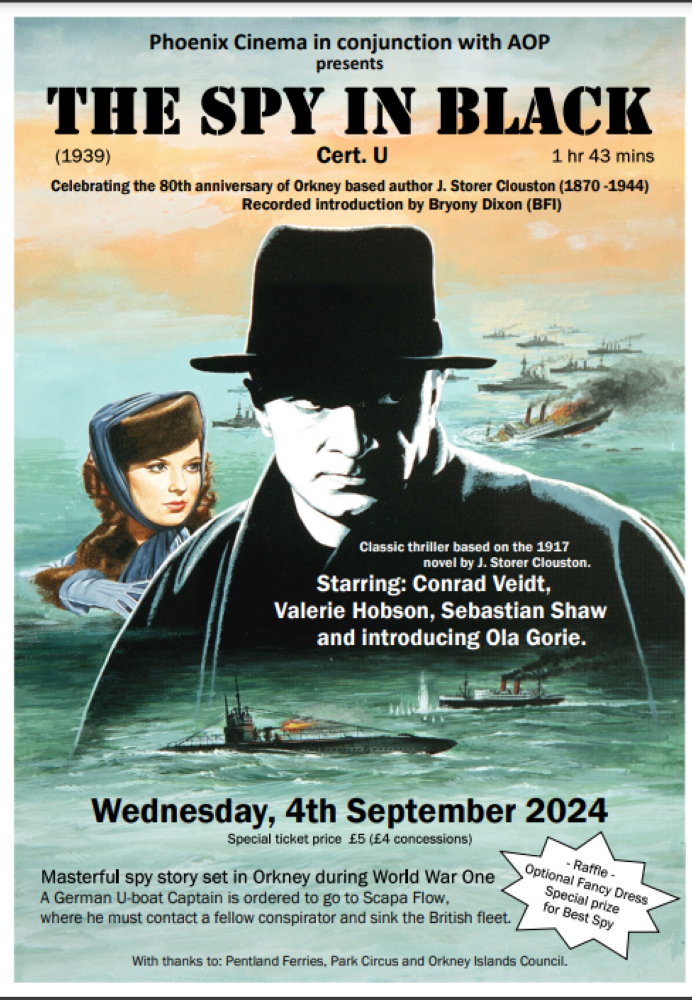 poster for the Spay in Black with the main characters and U boats and shipping