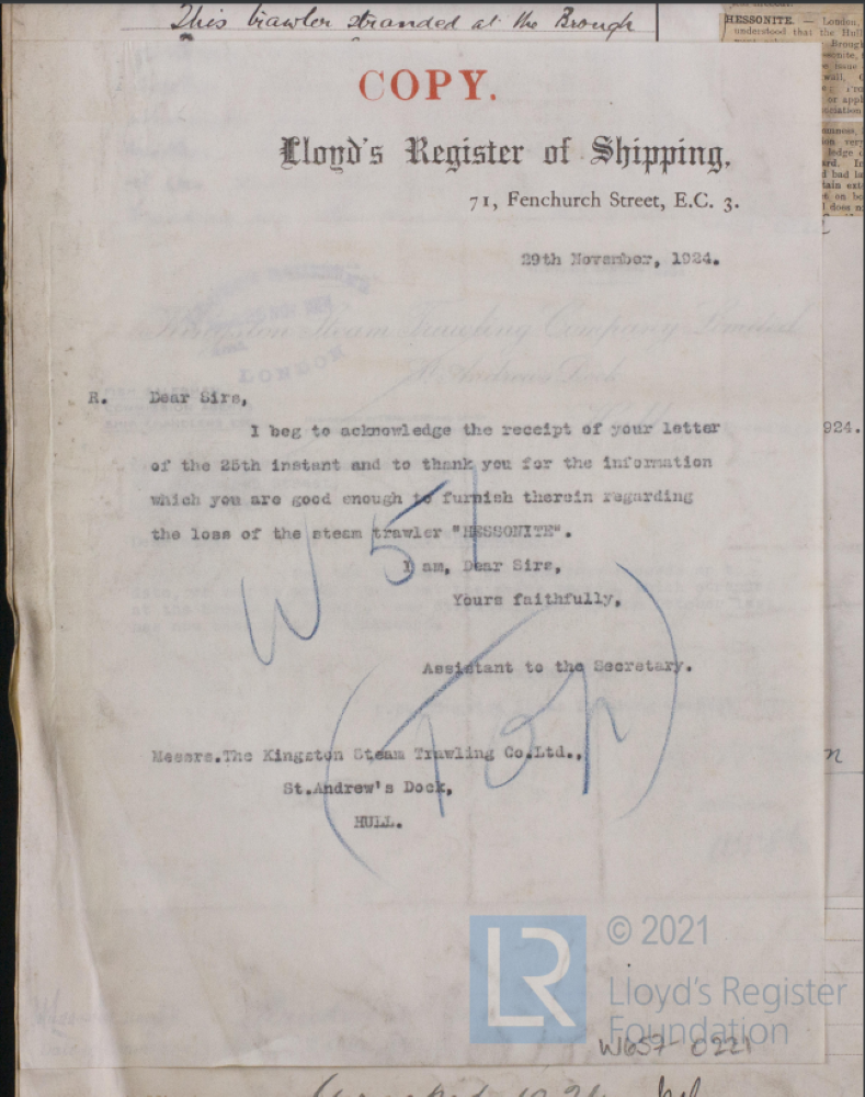 The Wreck of the Trawler Hessonite and a Successful Rescue