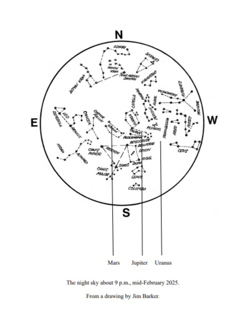 plan of the night sky in January