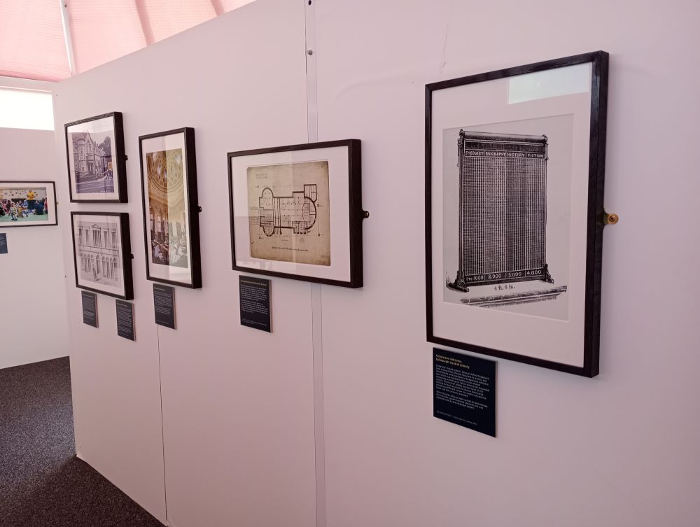 a series of photographs including the original system in Central Library of documenting loans