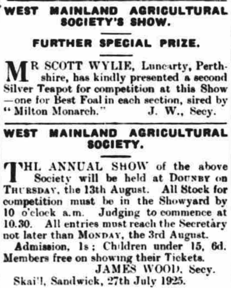 West Mainland Show, Dounby 1925