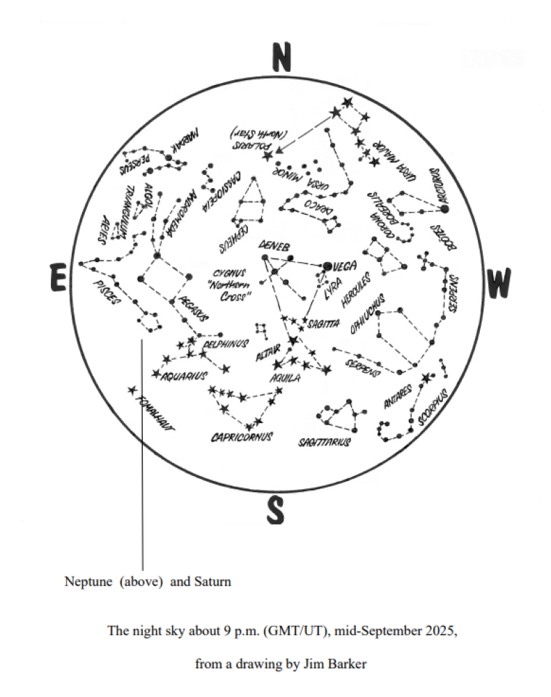 map of the night sky in September