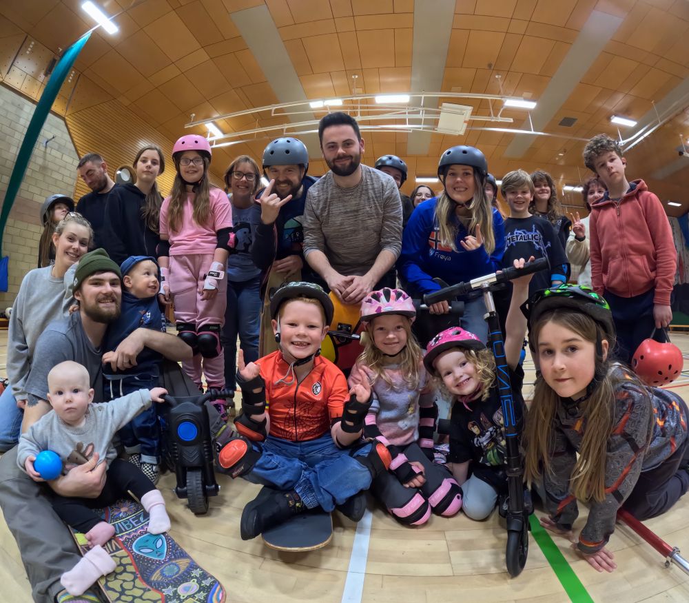 close up group photo of youngsters and adults