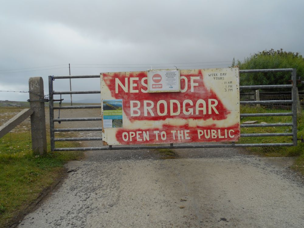 the gates to the parking area at the Ness of Brodgar