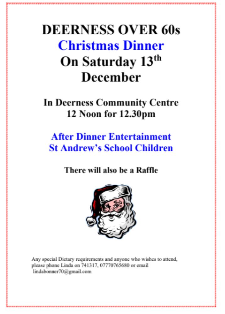 Deerness Over 60s Christmas Dinner
