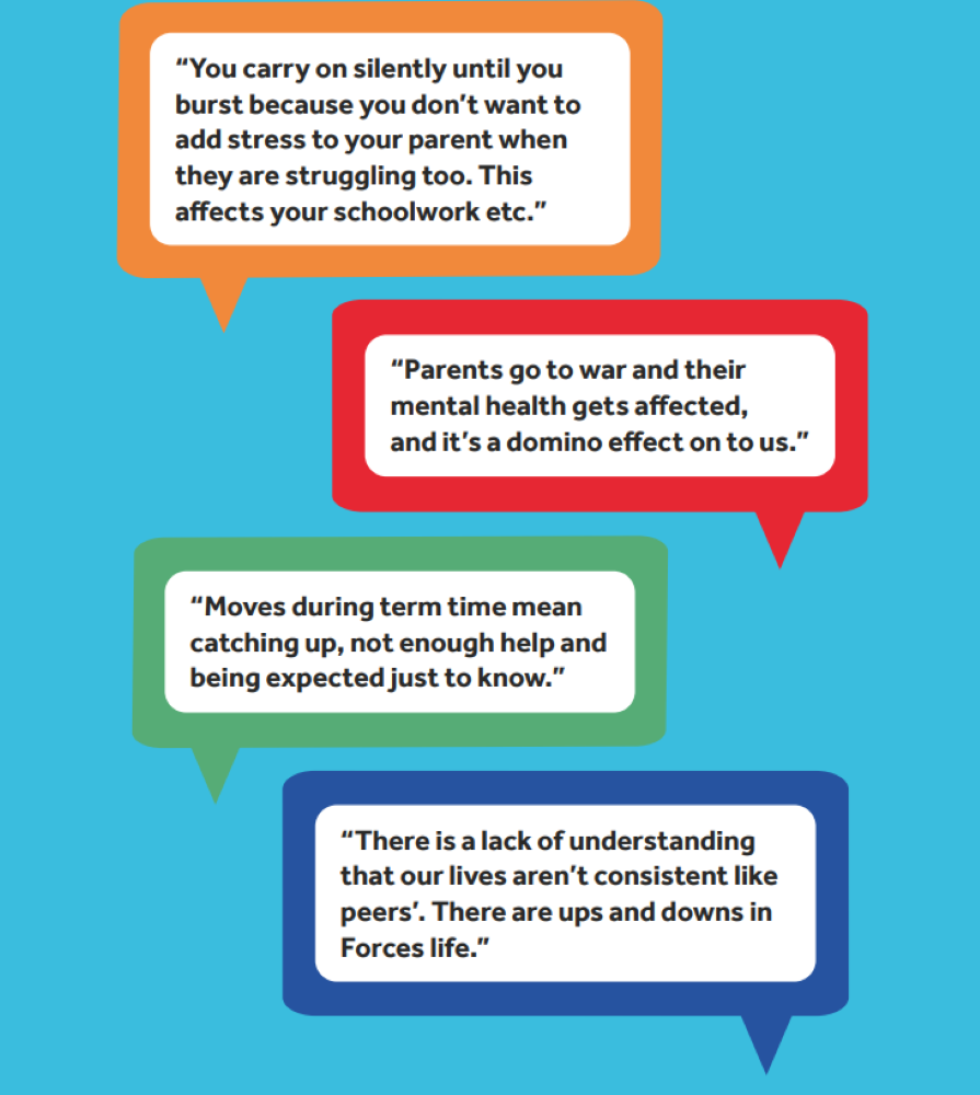 “At a time when global conflict dominates the news, many children from Armed Forces families are quietly carrying worries that most of their classmates never have to think about. “