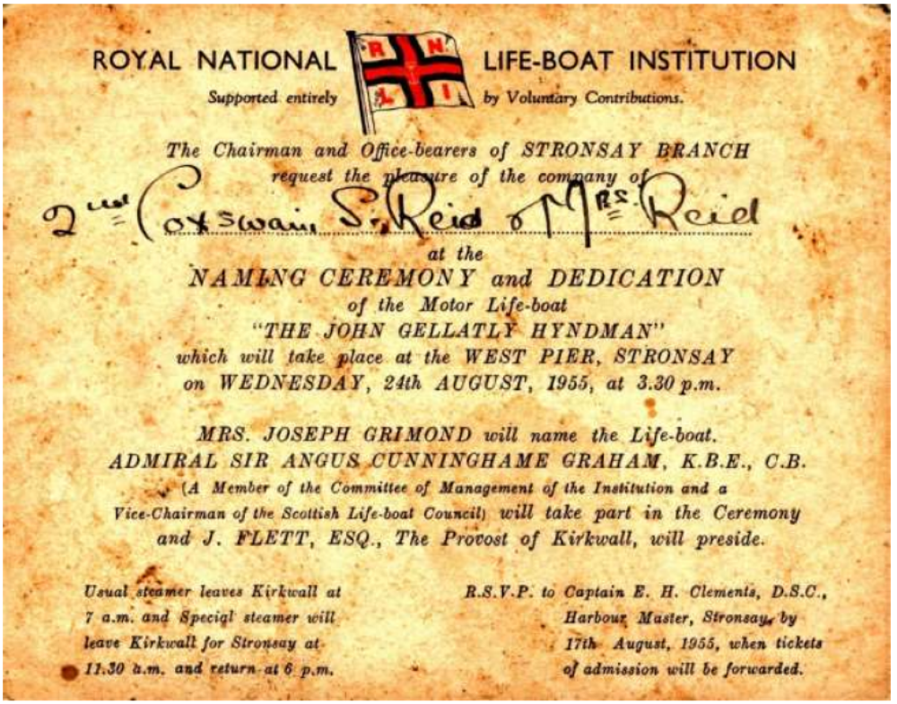 Stronsay Lifeboat Station 1952 – 1972Part 3 – the naming of the new lifeboat