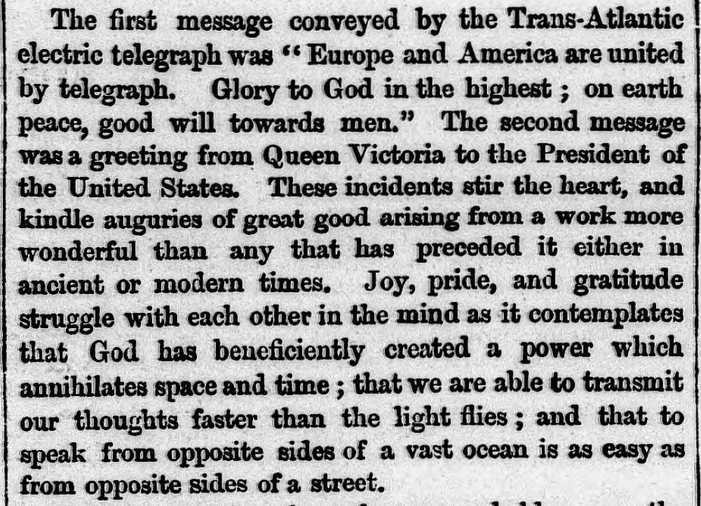 First Transatlantic Telegraph #OnThisDay